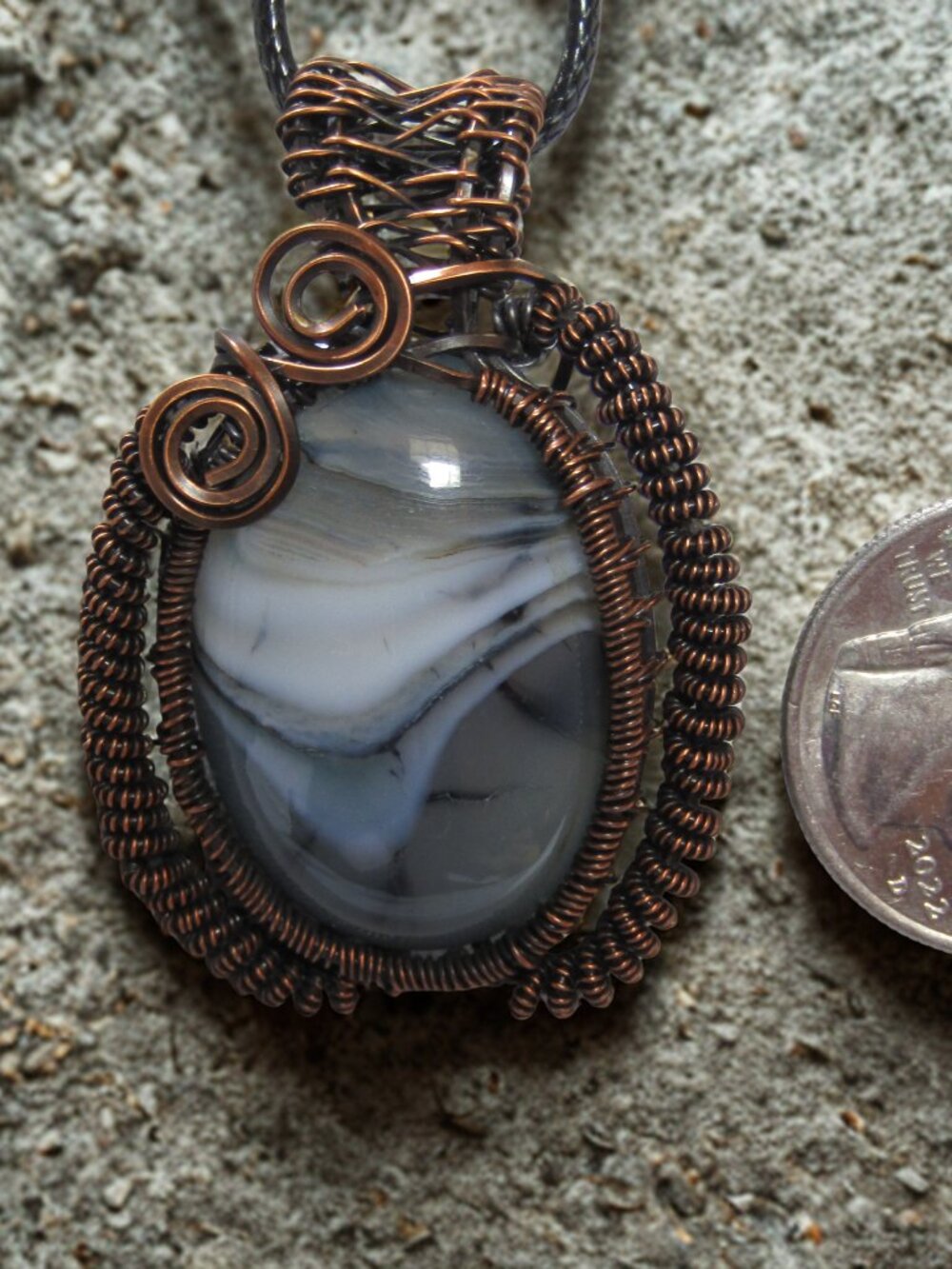 Wire Wrapped Dragons Vein Agate, Handmade Copper Wire Wrapped Crystal